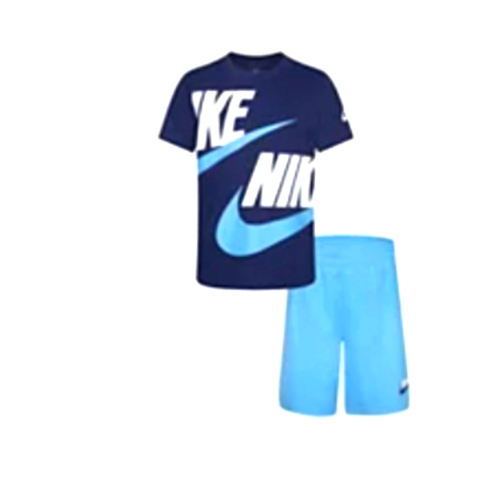 Boys size 7 Nike Big Double-Logo Graphic Tee & Logo Shorts Set